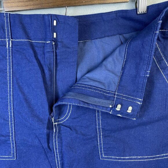 J.Crew Skirt Womens Size 14 Linen Cotton Blue Pockets Knee Length Academia Study - Picture 5 of 11